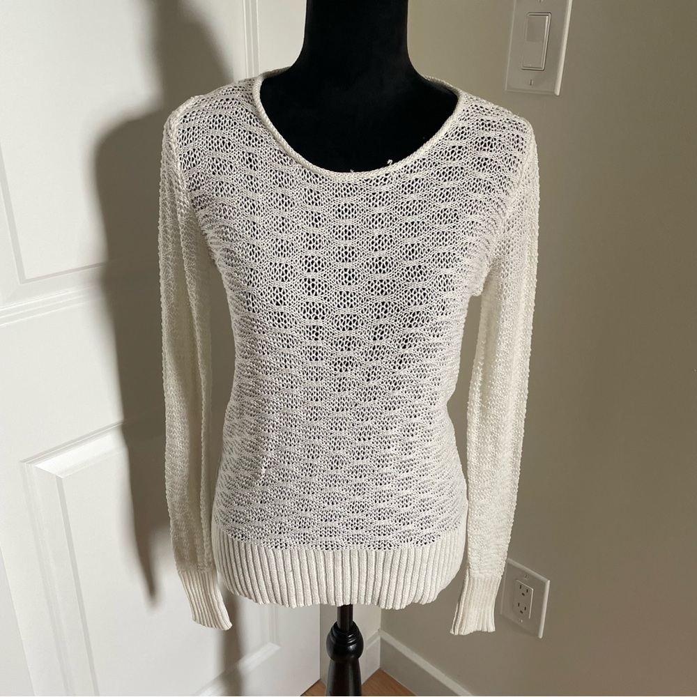 Theory Trion B Venus White Knit Cotton Lightweight Rollneck Sweater EUC Size L